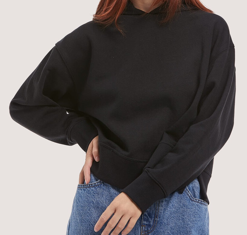 Felpa Crop con Cappuccio Donna con spacchetti laterali