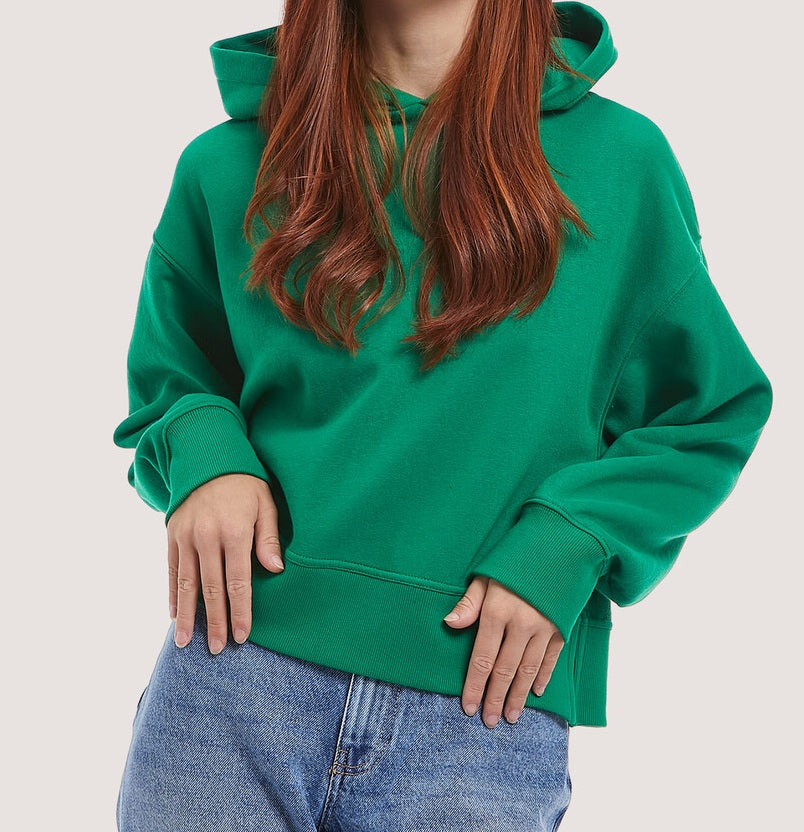 Felpa Crop con Cappuccio Donna con spacchetti laterali