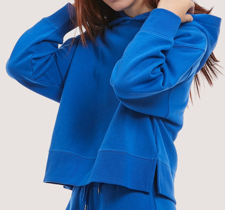 Felpa Crop con Cappuccio Donna con spacchetti laterali